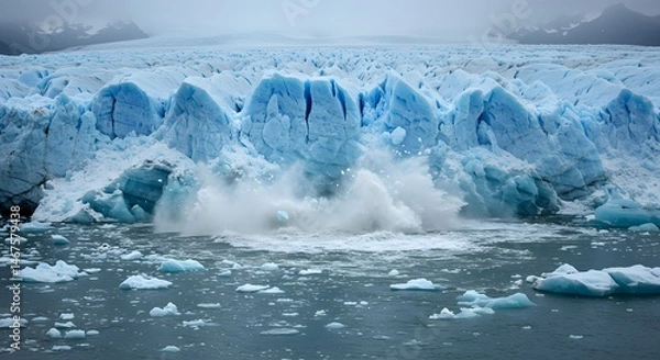 Obraz Rapid Glacier Melting: A Surreal Time-Lapse of Global Warming