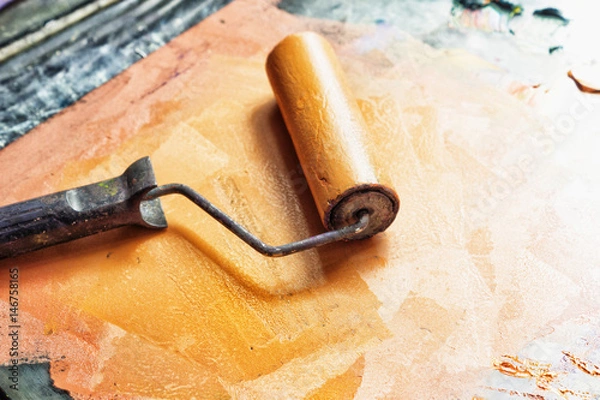 Fototapeta Roller for applying paint on printed form