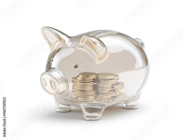 Obraz Clear piggy bank with coins