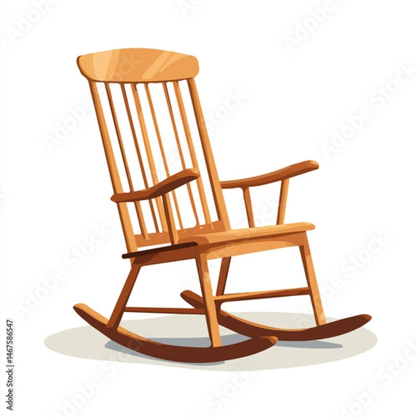 Fototapeta Rocking Chair Flat vector, minimalist design, isolated on a white background.
