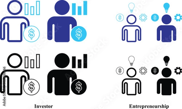 Obraz A business investor icon set. Stakeholders Icon. Set of Business icon with shareholder and Entrepreneurship. Equal Partnership, Investor business symbol.
