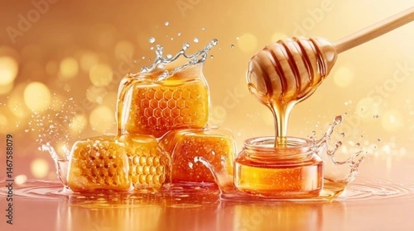 Fototapeta Honeycombs and honey