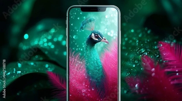 Fototapeta Peacock on the phone