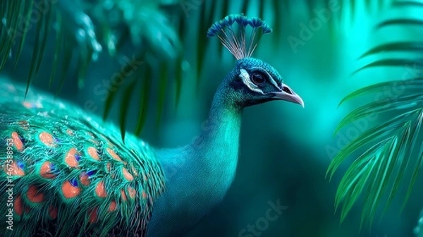 Fototapeta Peacock in the jungle