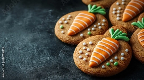 Fototapeta Gingerbread cookies with icing for Easter