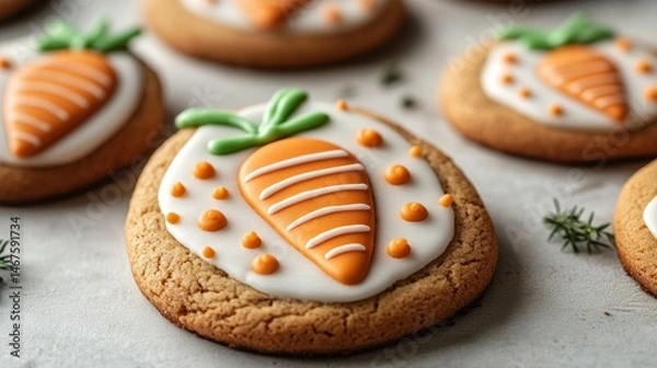 Fototapeta Gingerbread cookies with icing for Easter