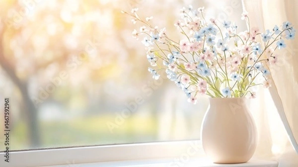 Fototapeta Delicate flowers on the window
