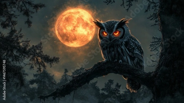 Fototapeta An owl on a tree