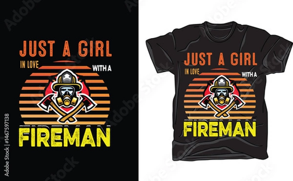 Obraz just a girl in love with in fireman for fire design art