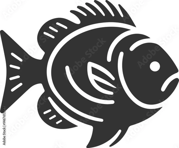 Fototapeta Grunt fish vector silhouette