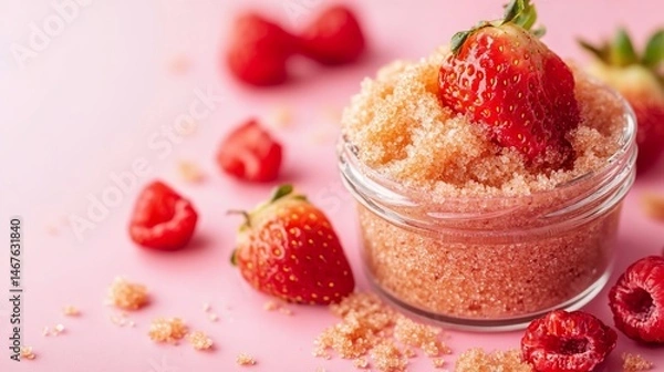 Fototapeta Delightful Strawberry and Raspberry Infusion in Sugar Crystal Delight Presentation