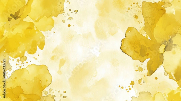 Fototapeta Bright yellow watercolor flowers with soft background, Blank background with copy space and negative space for text