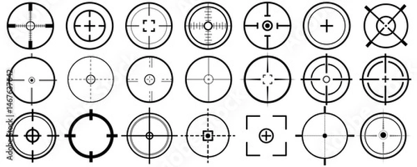 Fototapeta Target aim and aiming to bullseye signs symbol. Creative vector illustration of crosshairs icon set. Art design. Abstract concept graphic games shooters element on a white background.