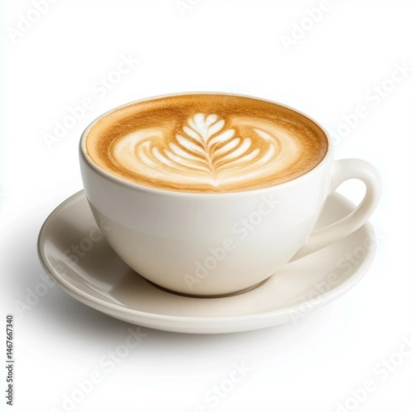 Fototapeta Cup of coffee latte isolated on white background
