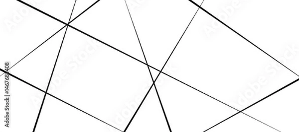 Fototapeta Abstract pattern of diagonal black lines on a clean white background. The lines should vary in length and angle, creating a dynamic and chaotic composition.