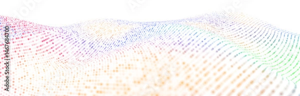 Fototapeta Wave pattern vector. 3D glowing abstract digital particles background. Technology concept. Abstract background. Future vector illustration.