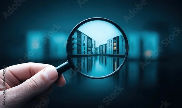 Fototapeta Building Through Magnifying Glass Residential Real Estate