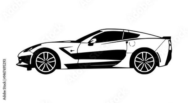 Obraz Black and White Corvette Silhouette