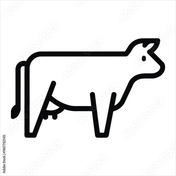 Obraz Minimal Cow Icon in Profile View