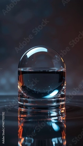 Obraz Surreal Glass Sphere on a Reflective Surface: A Mesmerizing Minimalist Composition