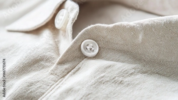 Fototapeta Close-up of a textured fabric and button.