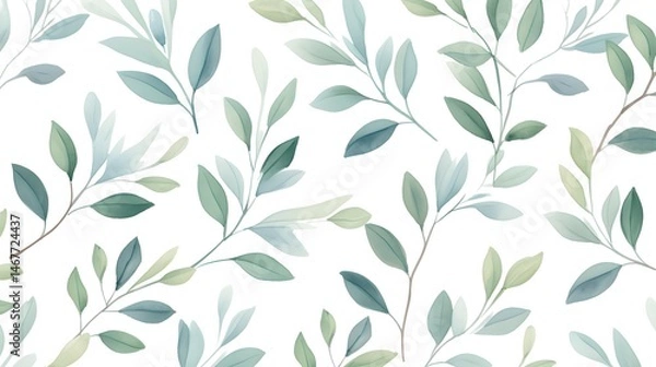 Fototapeta Elegant Seamless Floral Pattern with Hand Drawn Leaves for Design Projects