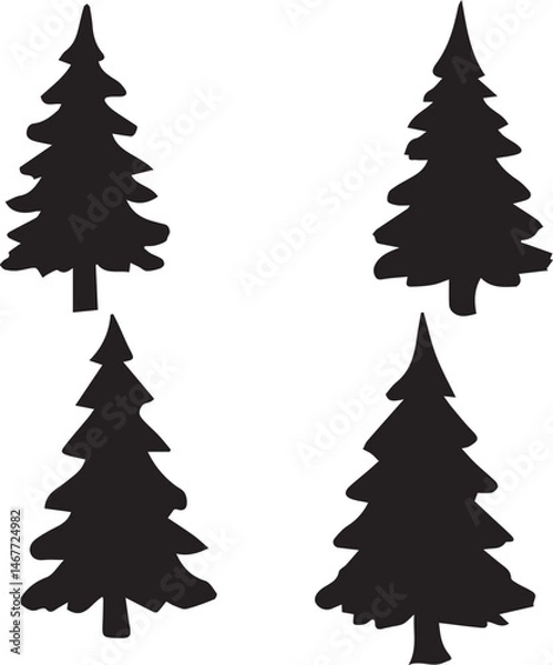 Obraz tree silhouette Vector | Minimalist & Trendy tree Silhouette Design | Unique & Stylish tree Artwork for Vector design
