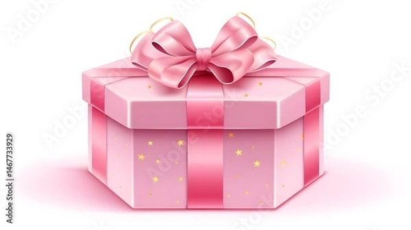 Obraz Pink Open Gift Box Realistic 3D Design for Christmas Decoration Inspiration