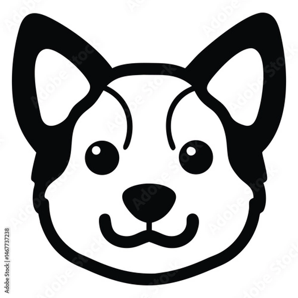Obraz Cute dog face displays charming expression with simple line work and rounded features