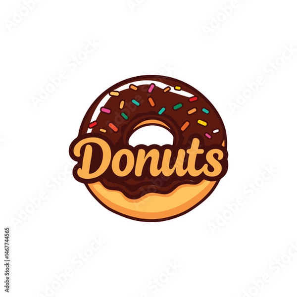 Obraz Chocolate donut on white background vector illustrator