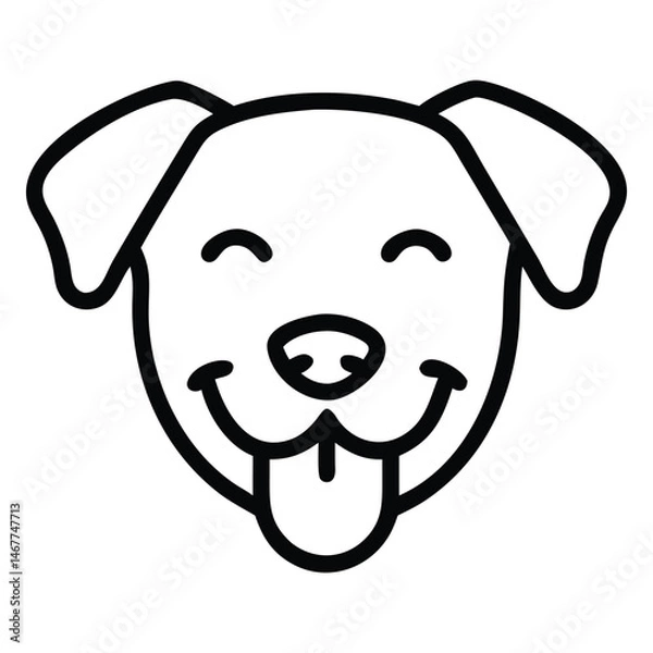 Obraz Outline of a happy dog face with its tongue hanging out on display