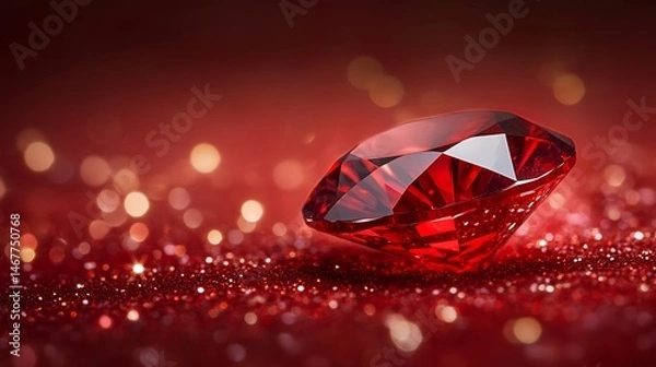 Obraz A Brilliant Red Gemstone Sparkling Amidst a Sea of Glittering Lights