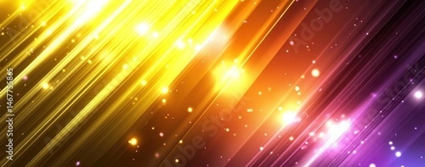 Fototapeta Radiant Golden and Purple Light Streaks: An Energetic Abstract Artwork