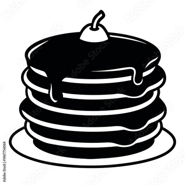Obraz Simple black and white illustration of a stack of pancakes.