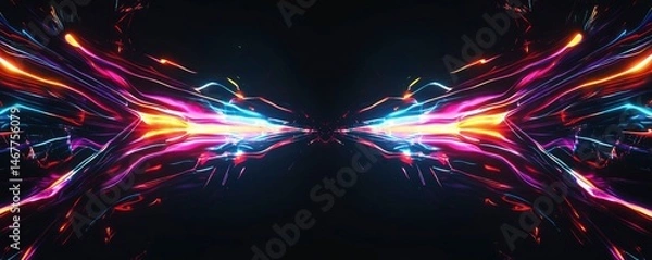 Fototapeta Abstract Neon Lightstreams: A Symmetrical, Energetic Visual