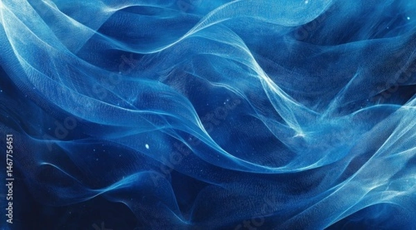 Fototapeta Ethereal Blue Waves: A Serene Abstract Artwork