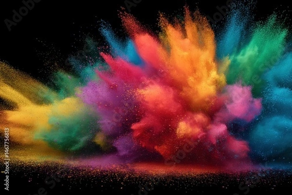 Fototapeta Rainbow Powder Explosion: A Vibrant, Abstract Art Piece