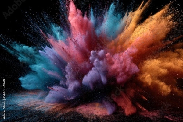 Fototapeta Exploding Color: A Dramatic Powder Cloud in Vibrant Hues