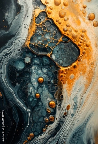 Fototapeta Morphological texture consisting of paint and foam. Illustration on the theme of textures and surfaces.