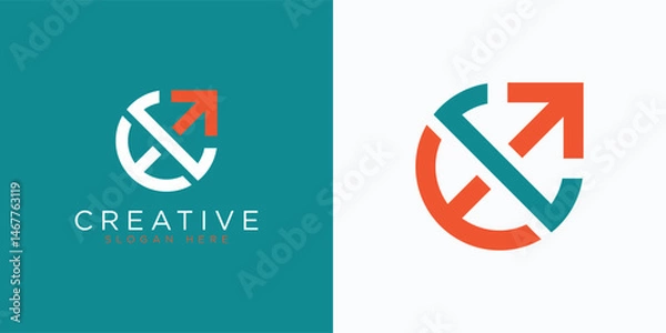 Obraz letter e arrow logo icon  vector design template  concept