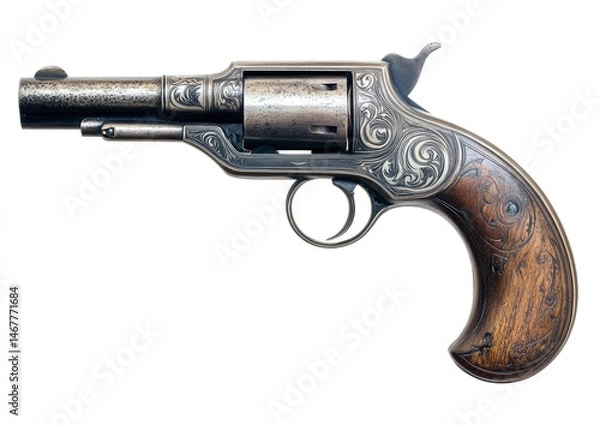Fototapeta Ornate Antique Revolver: Intricate Scrollwork and Aged Metal