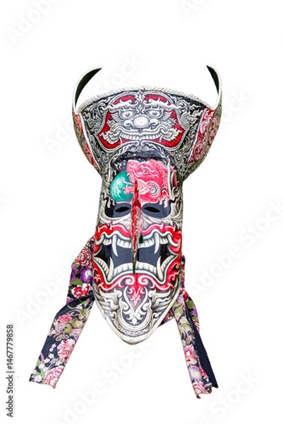 Fototapeta Traditional thailand ghost mask  isolated on white background ,Phi ta khon festival