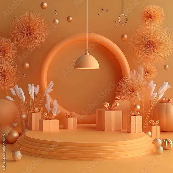 Fototapeta Diwali podium background, festival podium background for product presentation