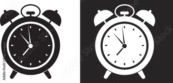 Obraz alarm clock vector silhouette, black and white vector icon clipart