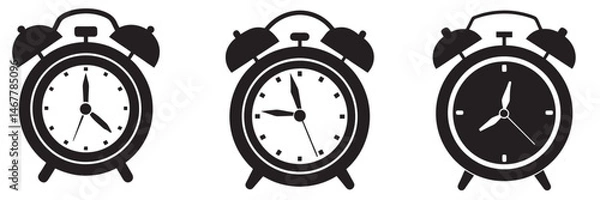 Obraz alarm clock vector silhouette, black and white vector icon clipart