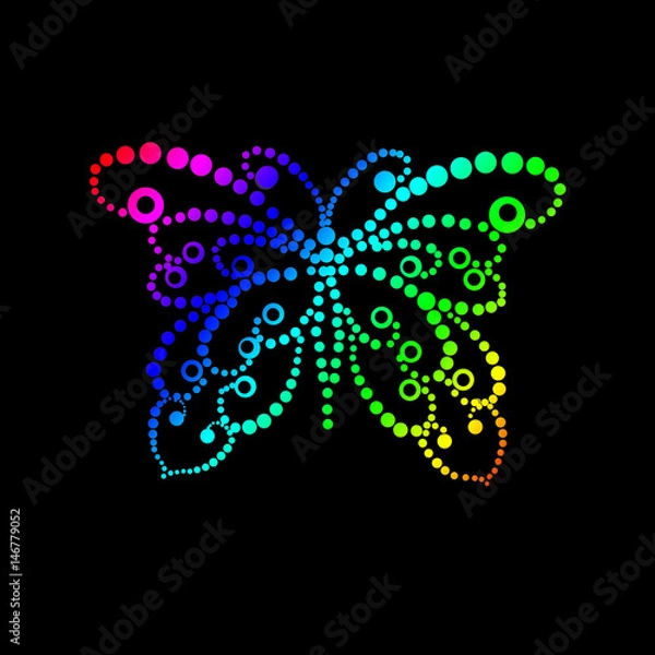 Fototapeta Stylized silhouette of butterfly from colorful dots