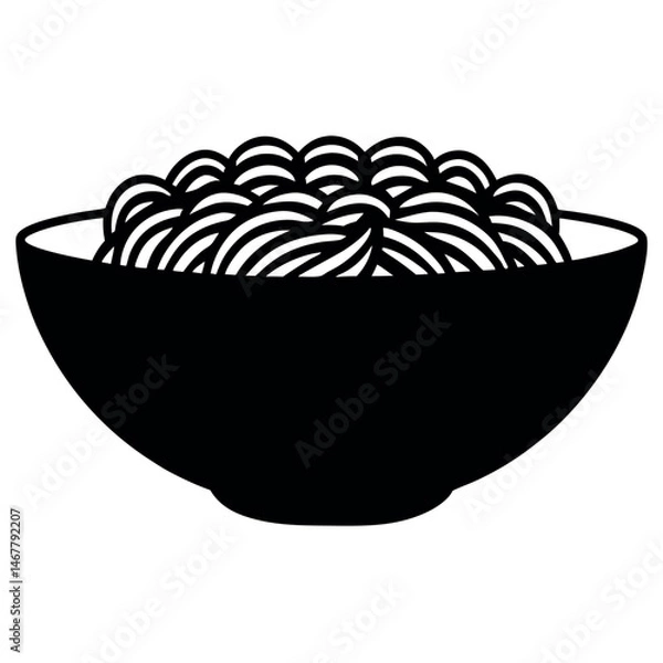 Obraz Simple black and white noodle bowls, perfect for food-themed designs.