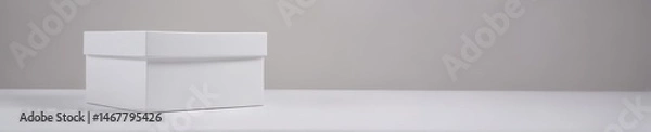 Fototapeta Lidded white box, stark white backdrop, studio shot, clean design,  white,  background,  isolated