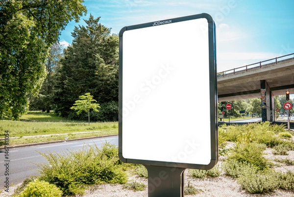 Fototapeta JCDecaux billboard mockup near forest with overpass background - mockup