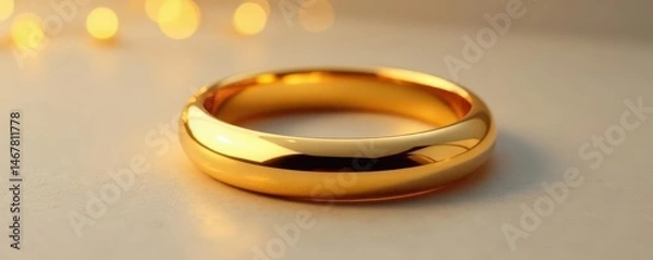 Fototapeta Gleaming gold ring, smooth surface, perfect circle , template, minimalist
